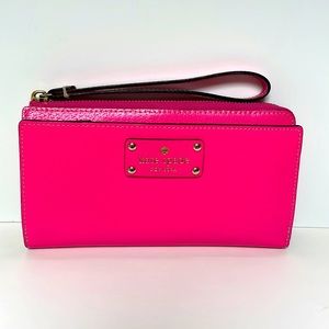 Kate Spade bright pink zipper wallet